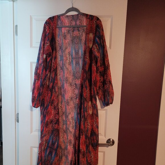 Large Multi-colored Leopard Swimsuit Floor Length Cover-up - Picture 1 of 4